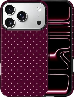 DuiDuiQ Polka Dot Pattern Case for iPhone 17 Pro Max/18 Pro Max, Burgundy | Cute Aesthetic Case for Women Girls,Dual-layer Shockproof Protective Phone Cover,No Fading Print