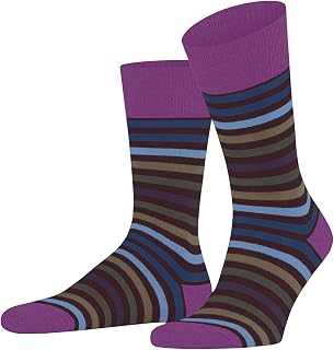 FALKE Men's Tinted Stripe Socks Breathable Climate-Regulating Odour-Neutralising Wool Cotton Patterned All-Rounder Warm For Dress Casual Business Looks 1 Pair