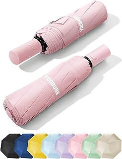 Yoobure Travel Compact Umbrellas for Rain, UV Umbrella for Sun Protection | Small Portable Umbrella for Backpack, Car, Windproof Folding Umbrella for Women, Men, Kids, One Touch Automatic Open/Close