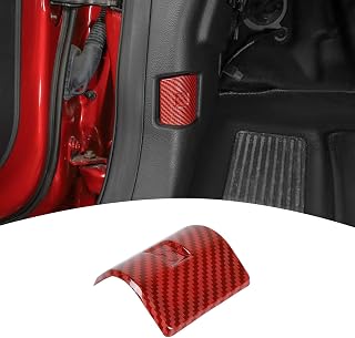 PDKLIN for F150 Red Carbon Fiber Hood Release Switch Latch Trim Cover for Ford F150 2009 up Red Carbon Fiber Grain Interior Accessories