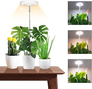 Wiaxulay 3.5in Grow Lights for Indoor Plants,Full Spectrum Halo Plant Light | 48LEDs Growing Lamp for Small Plants, 6.5-26in Height Adjustable, Auto Timer 3/9/12H, 10 Dimmable Levels, 3 Light Modes