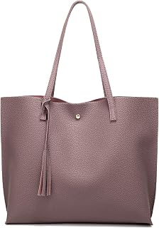 Dreubea Women's Soft Faux Leather Shoulder Bag with Large Tassels and Large Capacity