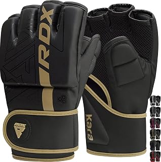 RDX Professional MMA Gloves Training, Kara Maya Hide Leather, Sparring Grappling Martial Arts Kickboxing Black Gloves Muay Thai Boxing, Punch Bag, Padded, Punching Gloves, Men