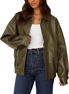PRETTYGARDEN Motorcycle Jacket Women Faux Leather Fashion Autumn Clothing Oversized Zipper Winter Coat
