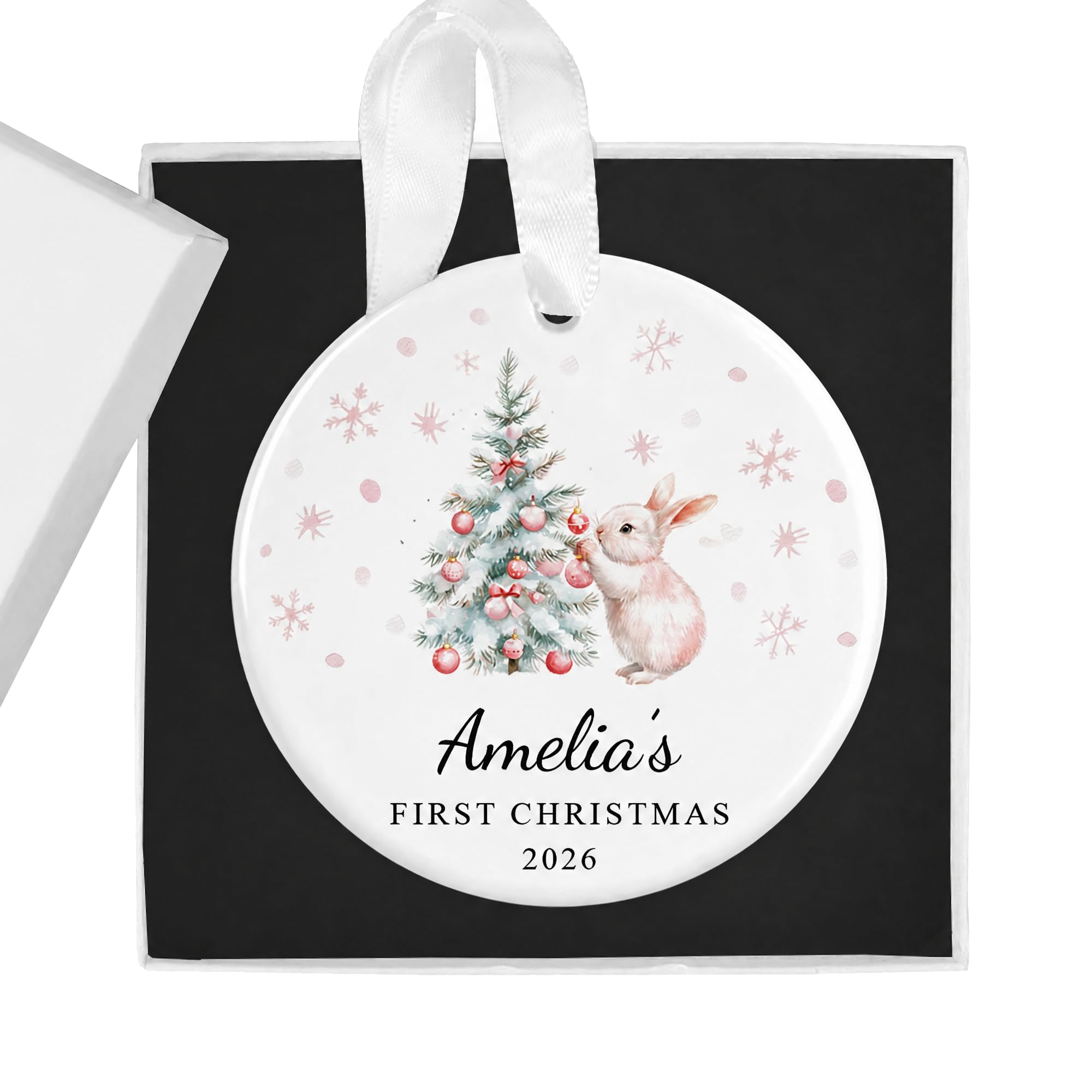 Personalised Baby's First Christmas Bauble Ornament with Gift Box - Custom 1st X