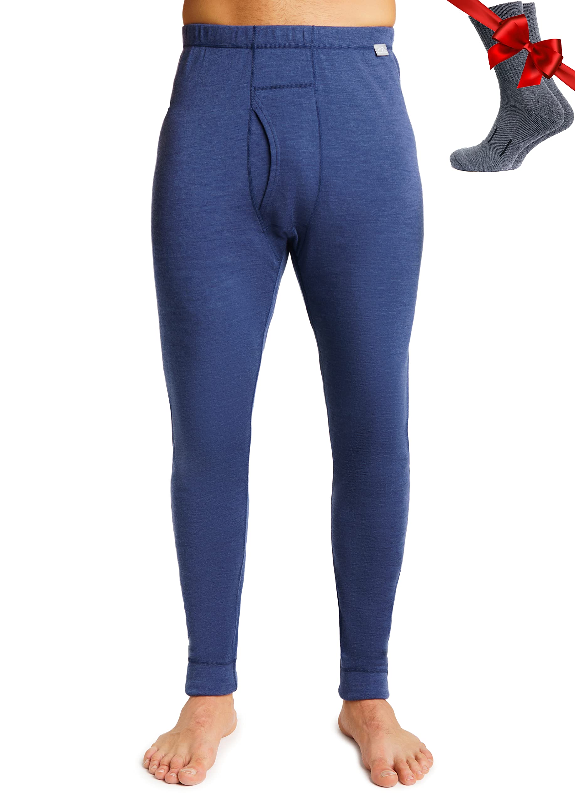 Pantalones de lana merino con capa base para hombre, 100% lana merina, ropa inte