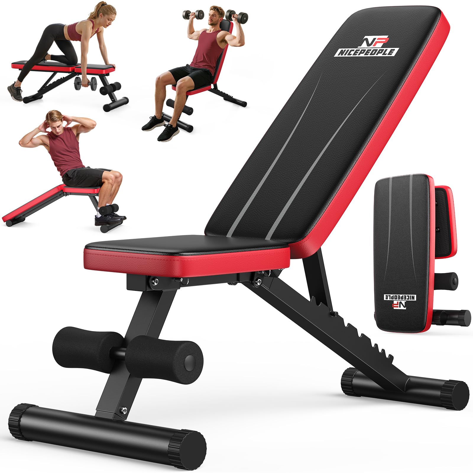 NICEPEOPLE Adjustable Weight Bench for Home Gym, 660LBS Capacity Workout Bench w