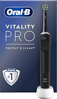 Oral-B Vitality Pro Electric Toothbrush with 1 Head, Black | with Rechargeable Handle and 1 Refill, 3 Brushing Modes, Timer, 2D Technology, Designed by Braun