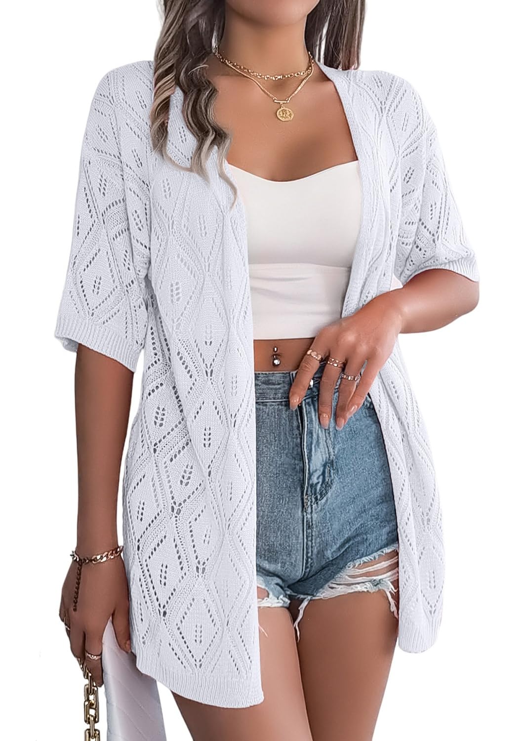 QegarTop Cardigan all'uncinetto Maglioni da donna 2025 alla moda estivo copricos