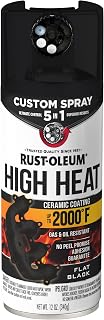 Rust-Oleum High Heat 5-in-1 Spray Paint, Flat Black | 5 Spray Patterns | Heat Resistant to 2000 F | Ceramic Formula | Gas & Oil Resistant | Stops Rust Formula | Any-Angle Spray