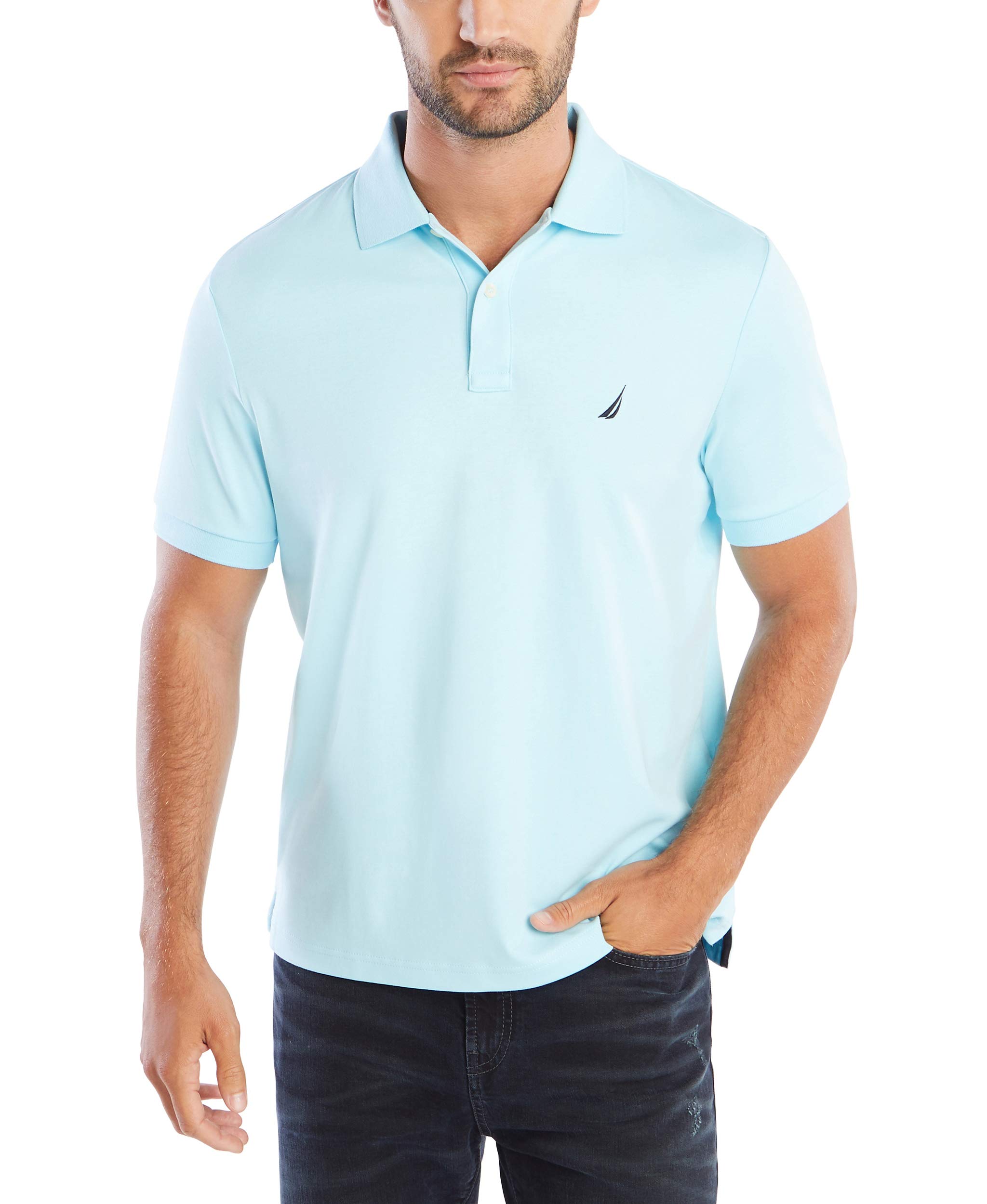 Nautica Mens Classic Fit Short Sleeve Solid Soft Cotton Polo Shirt