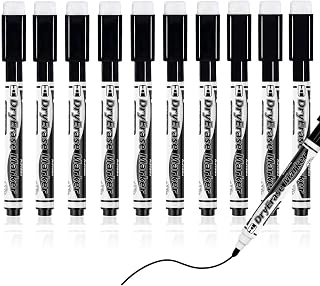 Autoau 10 pcs Whiteboard Markers, Magnetic Whiteboard Pens, Fine Tip White Board Pens, White Board Markers Erasable, Low Odor Dry Wipe Pens for Whiteboard Home School Office Uses