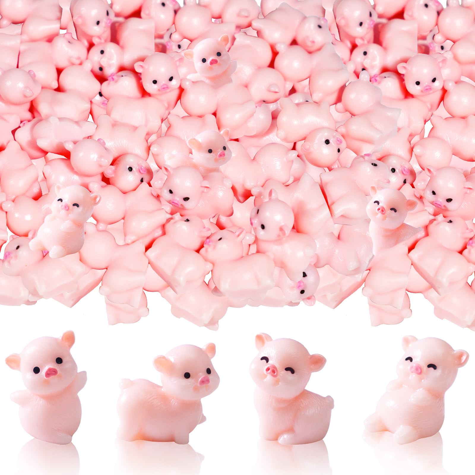 100 Pcs Mini Resin Pigs Miniature Pig Figurines Tiny Pigs Bulk | 0.52*0.46*0.72 