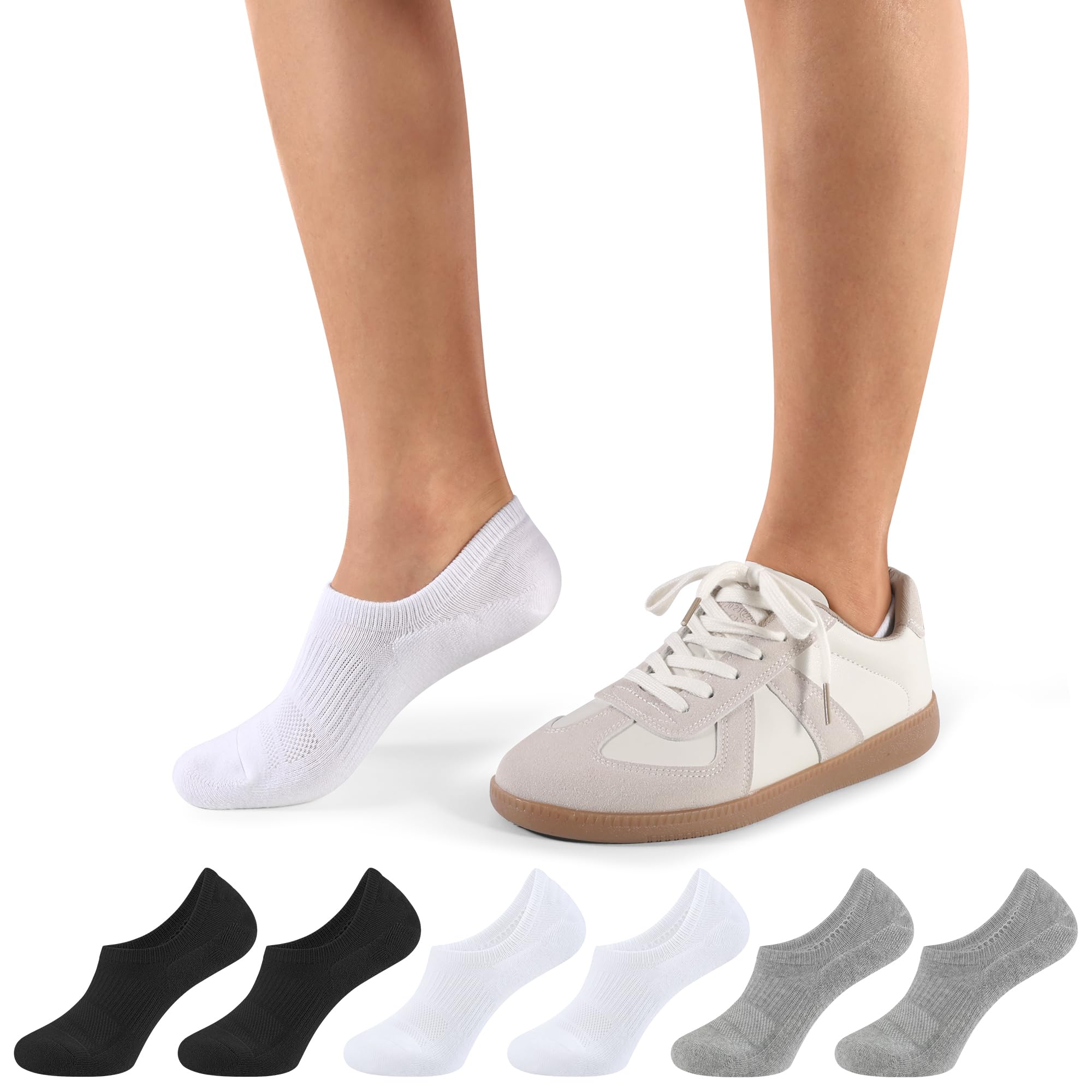 CLOSEMATE Womens No Show Trainer Ankle Socks 6P