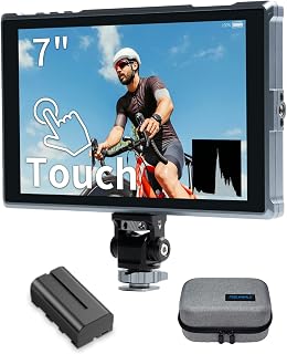 FEELWORLD FW759 PRO 7 Inch 1280x800 Touch 400nit Field DSLR Camera Monitor | with F550 Battery and Bag, 4K HDMI In Out, Focus Histogram False Color, for Beginner Videographer Filmmaker Video Shooting