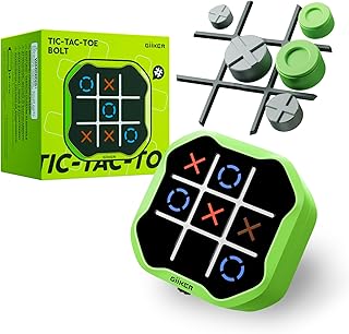 GiiKER Tic Tac Toe Bolt Game, Original 3-in-1 Handheld Puzzle Game Console, Portable Travel Games for Car Ride, Board Games for Kids and Adults, Birthday Gifts for Ages 3+ (Green)