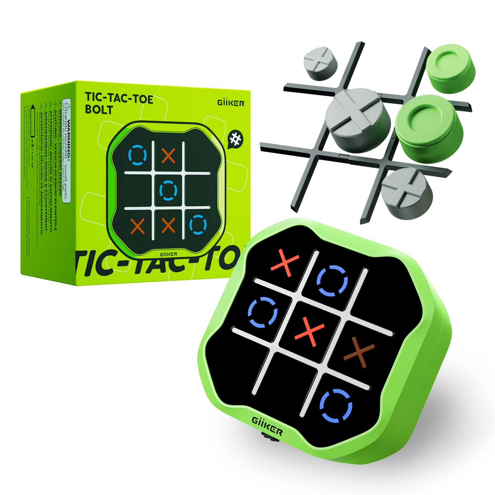 GiiKER Tic Tac Toe Bolt Game, Original 3-in-1 Handheld Puzzle Game Console, Port