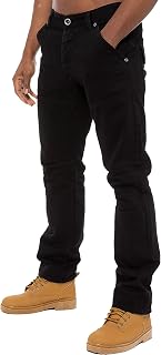 New Mens ENZO Designer Straight Leg Blue Black Darkwash Denim Jeans All Waist