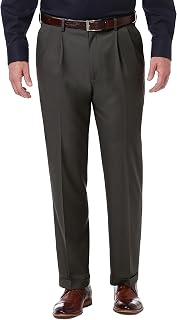 Haggar Men's Classic Fit Pleated Expandable Waist Pant