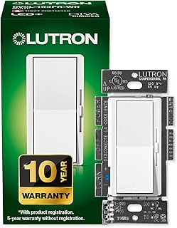 Lutron Diva LED+ Dimmer Switch, Paddle Dimmer, Single Pole/3-way | For Dimmable LEDs, flicker-free dimming, broad compatibility, easy install, no neutral required, DVCL-153P-WH, White