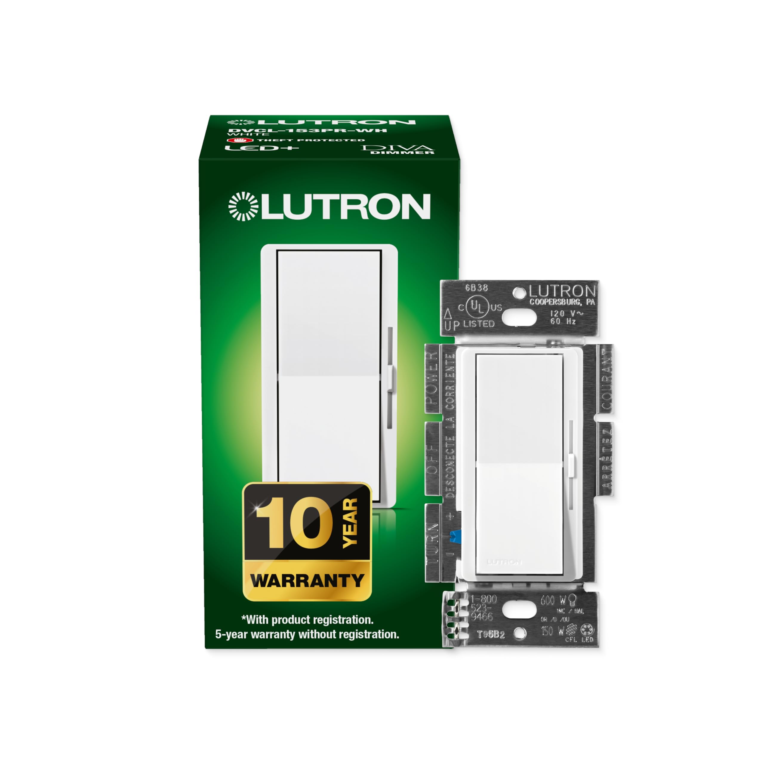 Lutron Diva LED+ Dimmer Switch, Paddle Dimmer, Single Pole/3-way | For Dimmable 