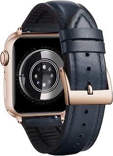 BINLUN Correa de Cuero Compatible con Apple Watch 49mm 46mm 45mm 44mm 42mm 41mm 40mm 38mm Correa de Silicona y Cera de Aceite Cuero Híbrido Apto para iWatch Ultra SE SE2 Series 11/10/9/8/7/6/5/4/3/2/1