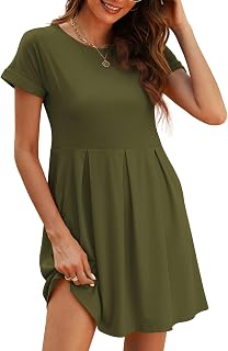 Naggoo Women's Short Sleeve Summer Mini Dress Casual Swing Aline Boho Floral T-Shirt Dresses with Pockets