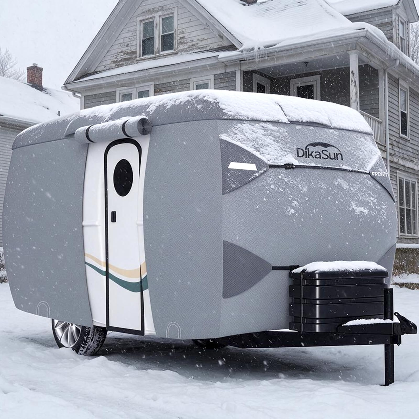 Travel Trailer Cover 11' ~ 13', 9 Layers Fiberglass Camper RV Cover, Tear Resist