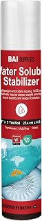 BAI Water Soluble Stabilizer for Embroidery Topping Film Wash Away 10"x5yd | 35μm Professional Thickness, Strong Stitch Support, Prevents Stitch Sinking, Cleaner Embroidery Definition