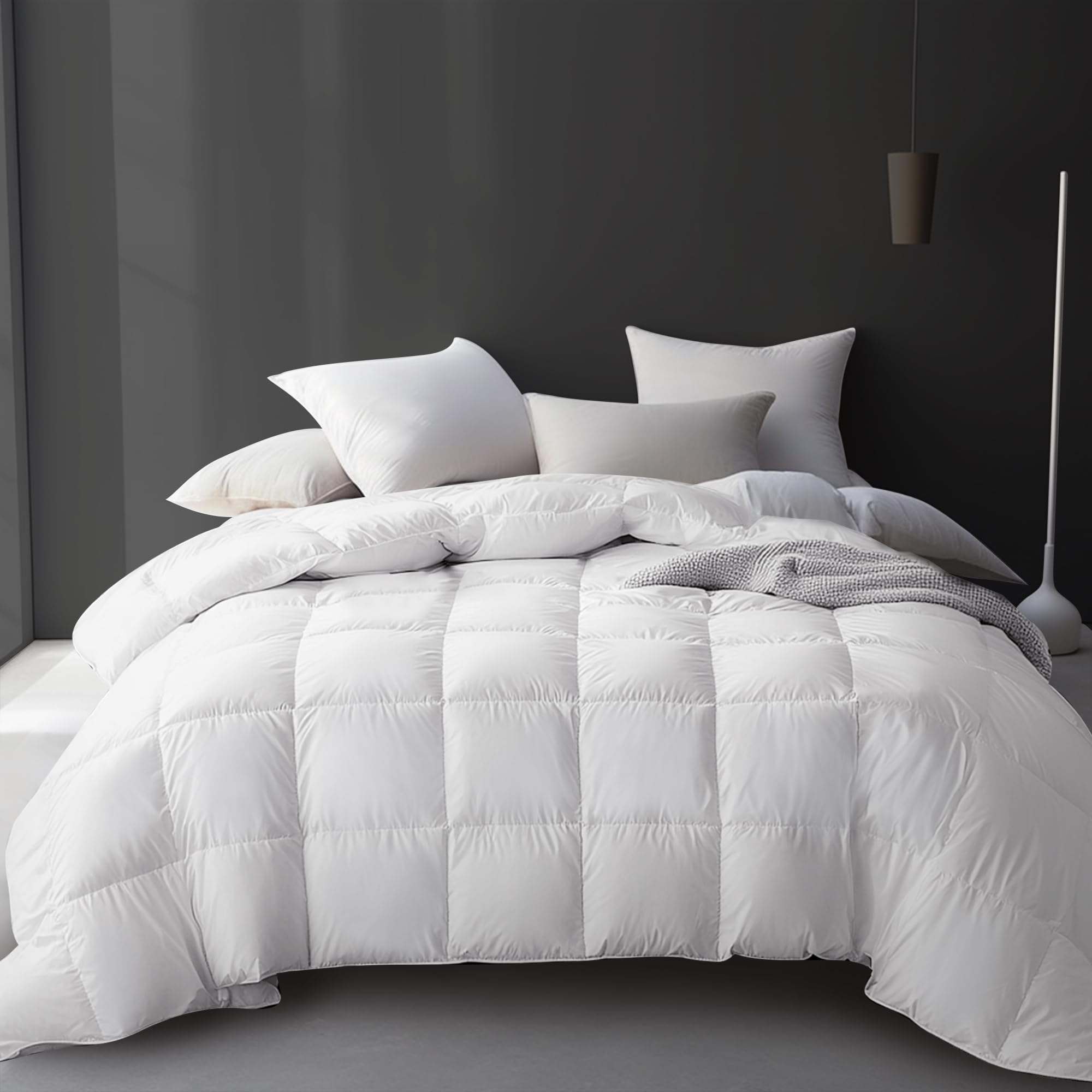 Hotel Grand Luxury White Goose Feather Down Fiber Comforter Full Queen Size | 10