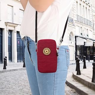 Vertical Cell Phone Pouch with Zipper Pocket Lightweight Travel Phone Shoulder Bag for Men Women Adjustable Strap 1PC