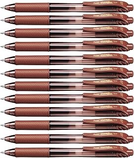 Pentel EnerGel X BL107-EX Retractable Gel Pen 0.8mm Brown, Pack 12