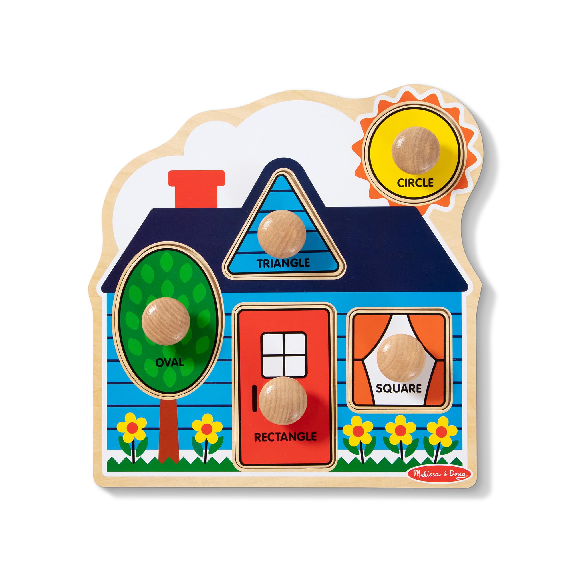 Melissa & Doug First Shapes Jumbo Knob Wooden Peg Puzzle | 6 Pieces, Wooden Boar