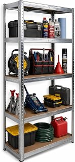 DIVCHI 5 Tier Storage Rack Heavy Duty Shelving Aluminium Garage Shelves Shed Storage Racking For Warehouse Workshop & Office (Silver, Pack of 1) Up to Maximum 175 kg Per Shelf