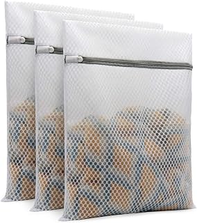 Muchfun 3Pcs Durable Honeycomb Mesh Laundry Bags for Delicates 12x16 Inches | (3 Medium)