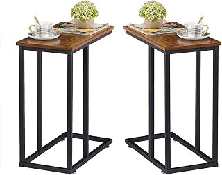 VECELO Side Table, Set of 2, U-Shaped, 18.9 x 11.0 x 23.6 inches (48 x 28 x