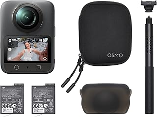 DJI Osmo 360 Essential Combo, 360 Action Camera | 1-Inch 360° Imaging, Native 8K 360° Video, 4K/120fps & 170° Boost Video, 1.2m Invisible Selfie Stick Kit