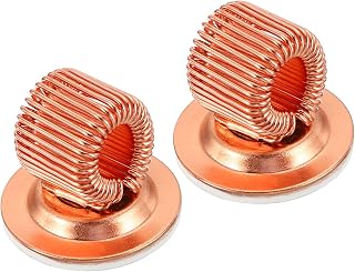 2 Pack Rotating Pen Holder Metal Pen Holder Self Adhesive Pen Holder with Spring Loop for Desk,Wall,Refrigerator,Whiteboard,Rose Gold Card