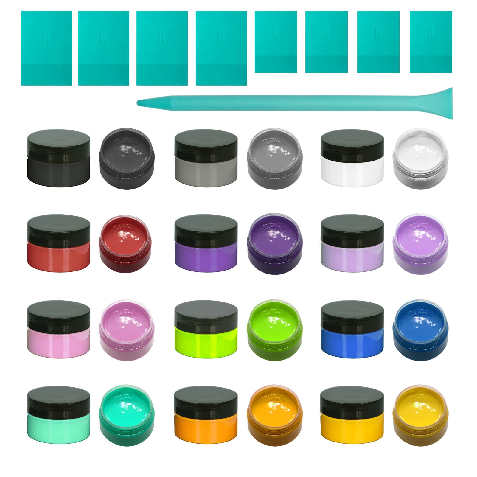 BOOLOOEN 12 Colors Chalk Paste Set with 9 Mini Squeegees, Screen Printing Paint 