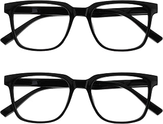 OPULIZE LEO Reading Glasses - Pack of 2 - Large Rectangular Frame - Black - Men Women - Spring Hinges - RR55-1 - +2.50