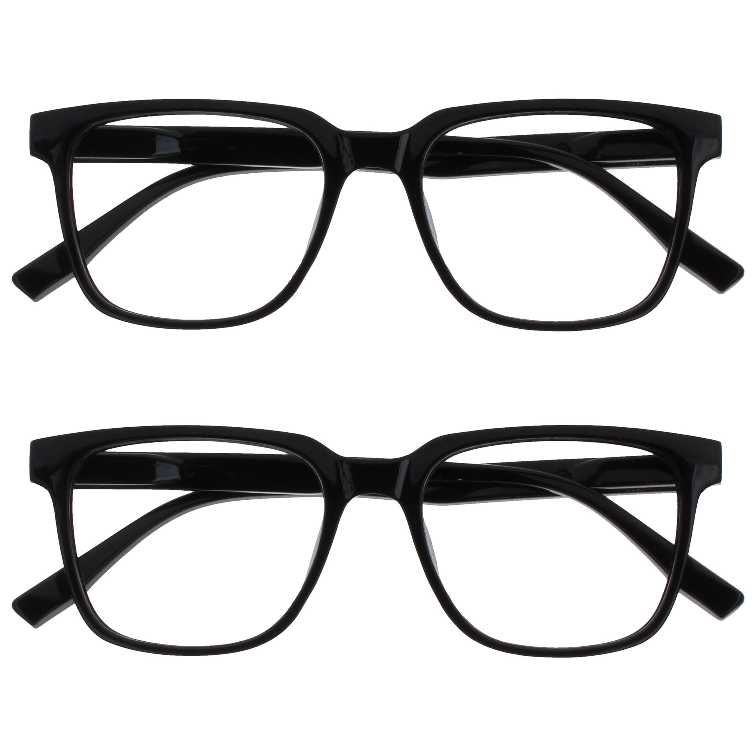 OPULIZE LEO Reading Glasses - Pack of 2 - Large Rectangular Frame - Black - Men 