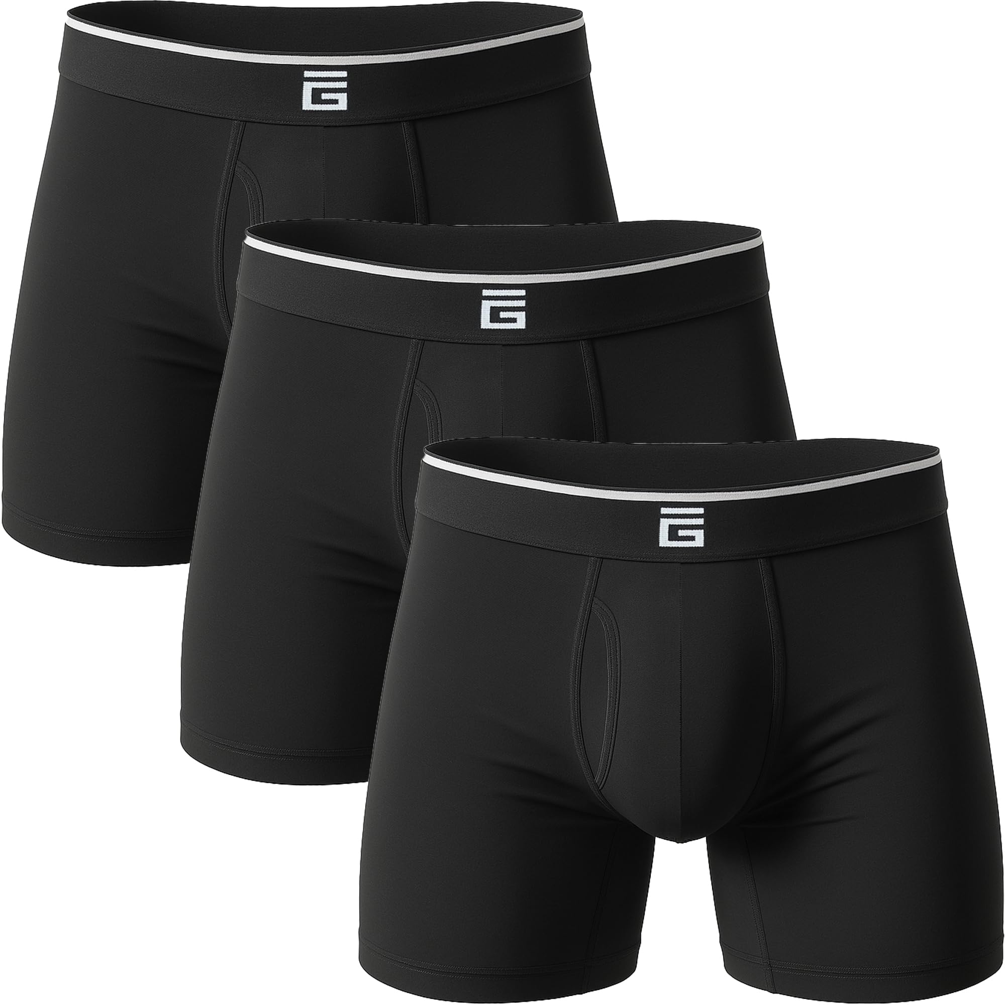 Giovici Mens Boxers Bamboo Anti Chafing Soft Comfortable Boxer Briefs Longer Leg