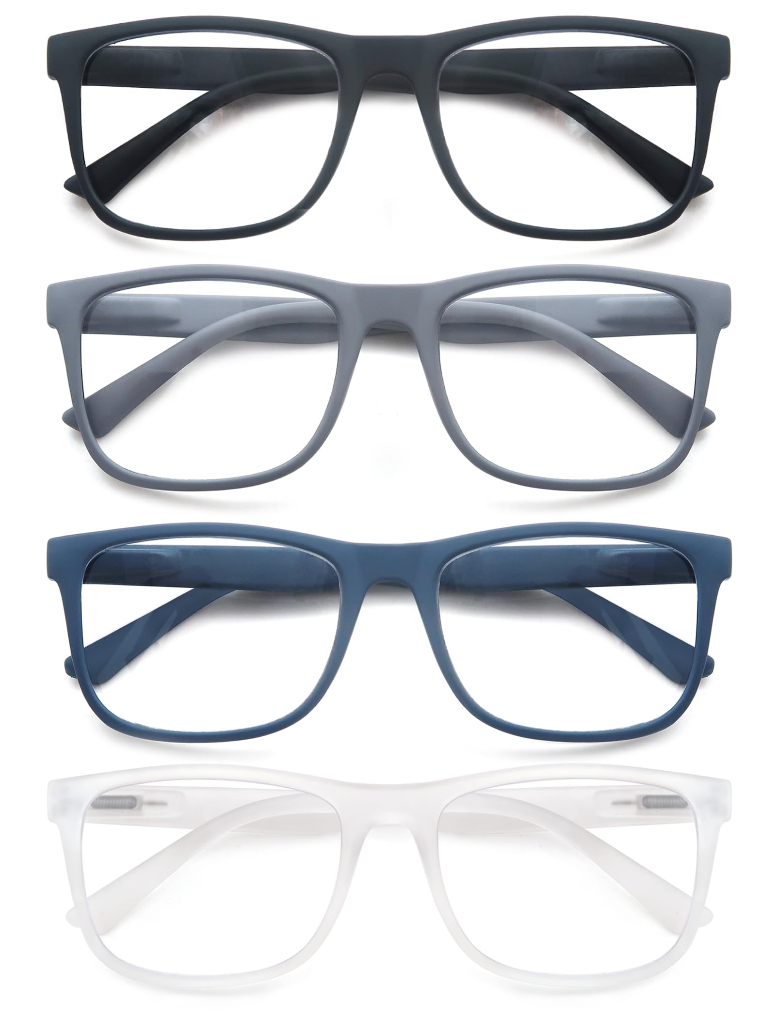 MODFANS Pack of 4 Men's Reading Glasses, Anti-Blue Light, Light, Clear Vision, w