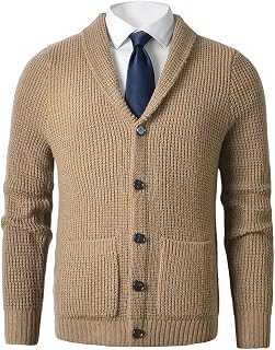 Men's Shawl Collar Cardigan Sweater - Cable Knit, Button-Up, Merino Wool - A Modern Classic That Never Goes Out of Style