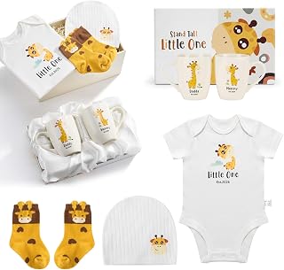 AW BRIDAL Gender Reveal Gifts for Parents to Be 2026, Cute Giraffe Baby Showe Baskets Gift for Boys Girls, New Mom Gifts for Women with Mom and Dad Coffee Mugs, Pregnancy Gift for Expecting Mommy
