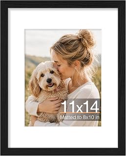 Vittanly 11x14 Picture Frame, Black Photo Frame for Wall, Tabletop Display | Shatter Resistant Plexiglass Front, Premium Material Frame Displays 8x10 with Mat or 11x14 without Mat, 1 Pack