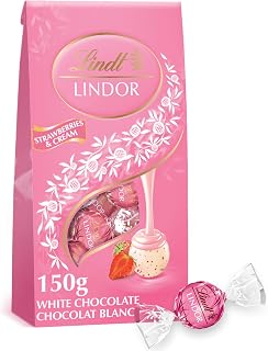 Lindt LINDOR Strawberries and Cream White Chocolate Truffles, 150-Gram Bag