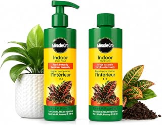 Miracle-Gro Indoor Plant Food 236mL + 236mL Refill (Total of 2 Bottles) | Instantly Nourishing Liquid Fertilizer with Easy Pump Dispenser for Houseplants & Succulents