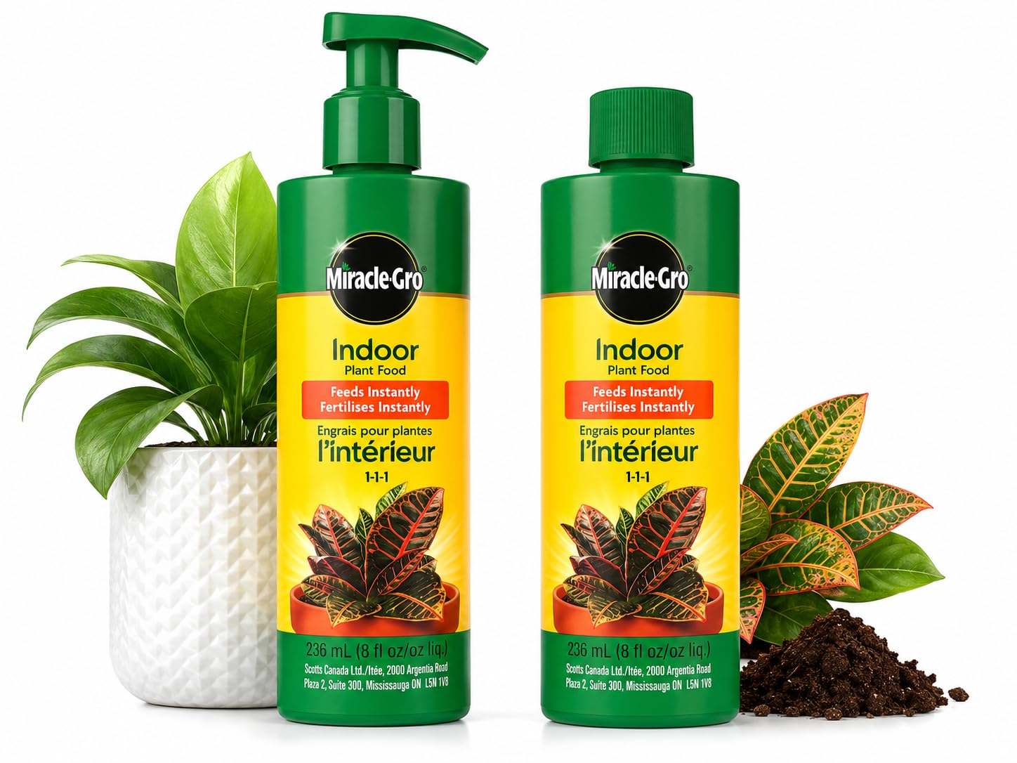 Miracle-Gro Indoor Plant Food 236mL + 236mL Refill (Total of 2 Bottles) | Instan
