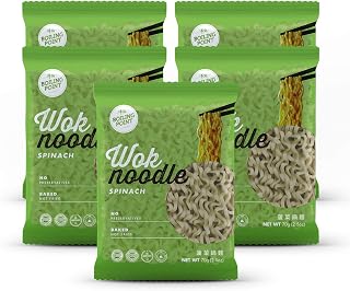 BOILING POINT Wok Noodle Package, Healthy Asian Ramen, No Preservatives, Non-Fried Instant Noodles, Stir Fry, Set Includes Spinach BP Wok Noodles, 2.1 oz.(Pack of 5)